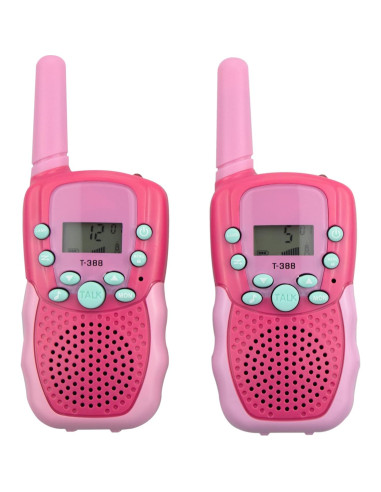 Walkie Talkies Recargables T-388 Rosa para Niños 2 Pcs 22 Canales