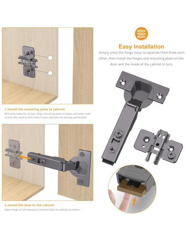 Paquete de 10 Bisagras Ocultas Chibery Titanio Negro 3D