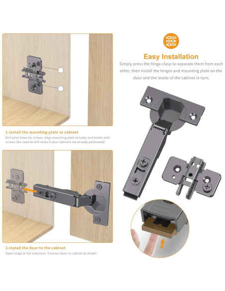 Paquete de 10 Bisagras Ocultas Chibery Titanio Negro 3D