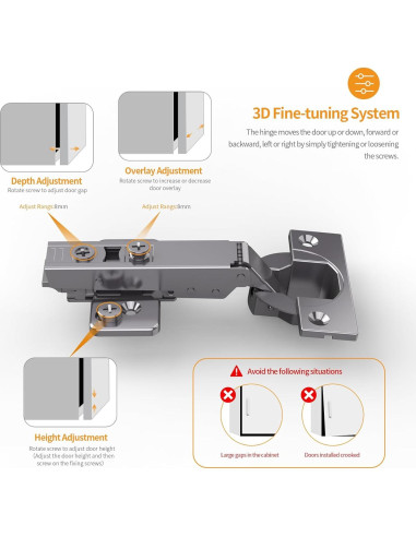 Paquete de 10 Bisagras Ocultas Chibery Titanio Negro 3D