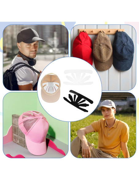 10 Soportes de Sombrero de Plástico Ymapinc - Blanco y Negro