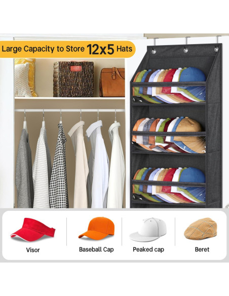 Perchero Organizador de Gorras SLEEPING LAMB Negro 60 Gorras