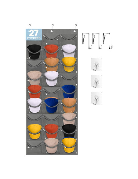 Organizador de Sombreros OAKJAR con 27 Bolsillos y Ganchos