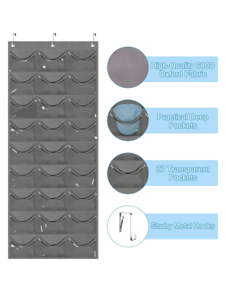 Organizador de Sombreros OAKJAR con 27 Bolsillos y Ganchos