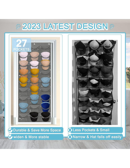 Organizador de Sombreros OAKJAR con 27 Bolsillos y Ganchos