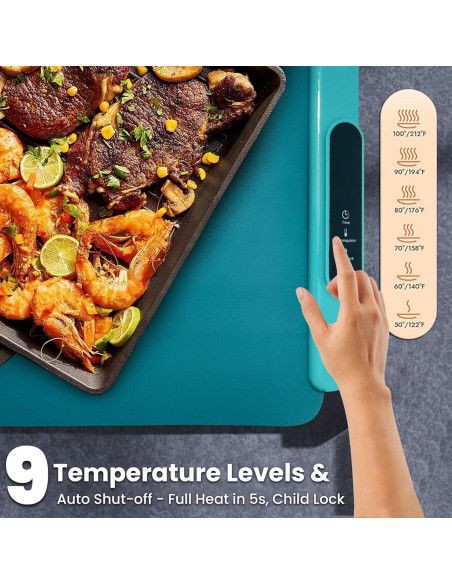 Alfombrilla Calentadora de Comida TOKTE 24" Eléctrica 9 Temperaturas