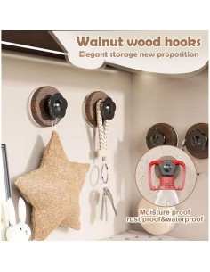 Ganchos de Ventosa Elegantes Genérico 4 Piezas Madera Marrón 2