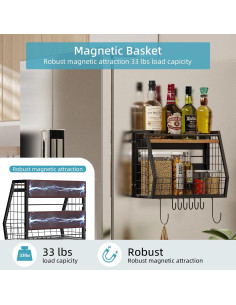 Estante Magnético GIGIFTREE para Nevera 15kg con 8 Ganchos 2