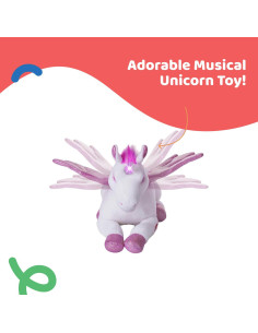 Unicornio de Peluche Musical Dazmers con Alas Aleteantes Rosa 2