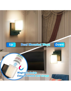 Juego de apliques de pared recargables Andachetg 10000mAh RGB 2