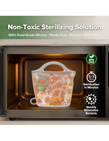 Bolsa de Vapor y Esterilizador de Silicona Haakaa 900ml Gris