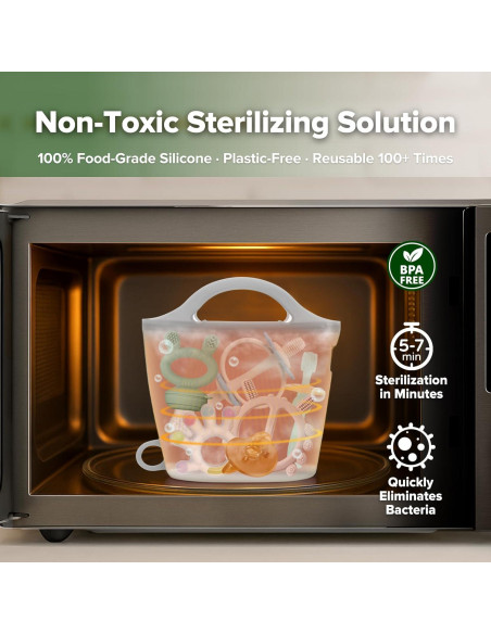 Bolsa de Vapor y Esterilizador de Silicona Haakaa 900ml Gris