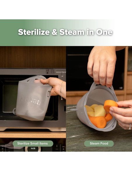 Bolsa de Vapor y Esterilizador de Silicona Haakaa 900ml Gris