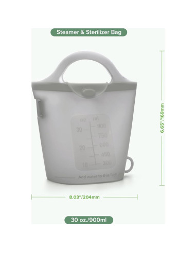 Bolsa de Vapor y Esterilizador de Silicona Haakaa 900ml Gris
