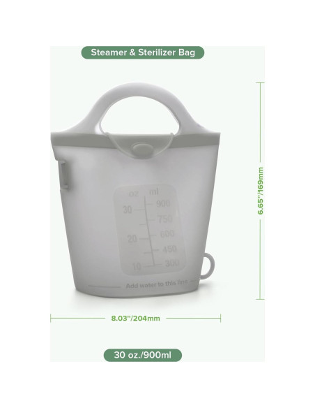 Bolsa de Vapor y Esterilizador de Silicona Haakaa 900ml Gris