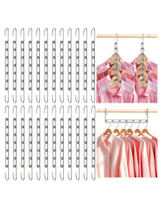 Paquete de 24 Perchas Plegables VZZNN Plateadas 25.9x7.6cm