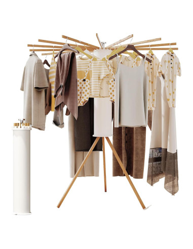 Soporte Plegable para Secar Ropa BOQORAD 16 Postes Madera