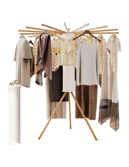 Soporte Plegable para Secar Ropa BOQORAD 16 Postes Madera
