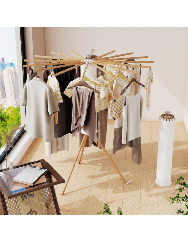 Soporte Plegable para Secar Ropa BOQORAD 16 Postes Madera