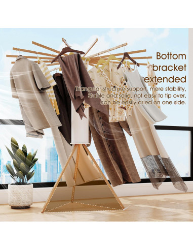 Soporte Plegable para Secar Ropa BOQORAD 16 Postes Madera