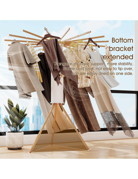 Soporte Plegable para Secar Ropa BOQORAD 16 Postes Madera