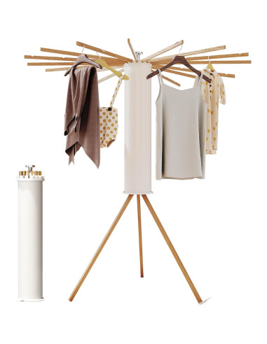 Soporte Plegable para Secar Ropa BOQORAD 16 Postes Madera