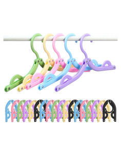 18 Perchas Plegables de Viaje Heshebuy Multicolor