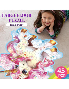 Rompecabezas de Piso Jumbo Unicornio Brillante 45 Piezas IFLOVE 2