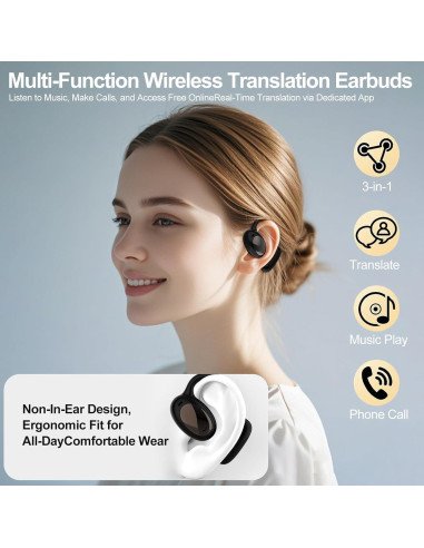 Auriculares de Traducción AI 3-en-1 SHENZHEN WEMS Negro