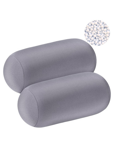 Almohadas Cilíndricas Geelin 2 Pcs Microperlas 30x16 cm Gris