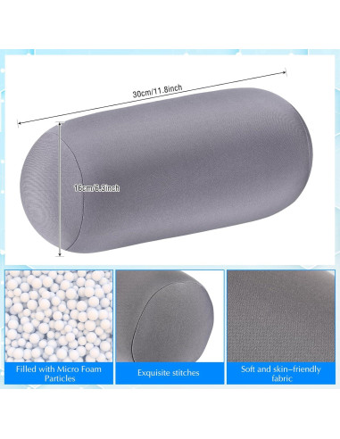 Almohadas Cilíndricas Geelin 2 Pcs Microperlas 30x16 cm Gris