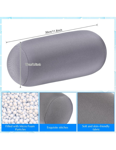 Almohadas Cilíndricas Geelin 2 Pcs Microperlas 30x16 cm Gris