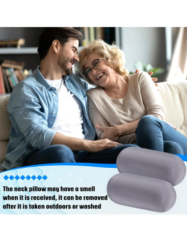 Almohadas Cilíndricas Geelin 2 Pcs Microperlas 30x16 cm Gris