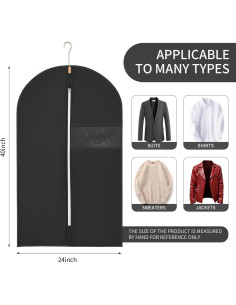 6 Bolsas de Ropa HWAJAN 61x102 cm Tela No Tejida Negra 2