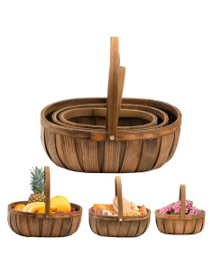 Cestas de Madera Lawei 3 Piezas para Picnic y Almacenamiento