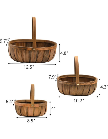 Cestas de Madera Lawei 3 Piezas para Picnic y Almacenamiento