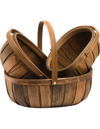 Cestas de Madera Lawei 3 Piezas para Picnic y Almacenamiento