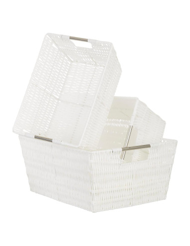 Cestas de Almacenamiento Whitmor Rattique - Blanco, Juego de 3