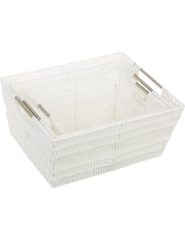 Cestas de Almacenamiento Whitmor Rattique - Blanco, Juego de 3