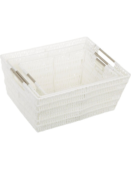 Cestas de Almacenamiento Whitmor Rattique - Blanco, Juego de 3