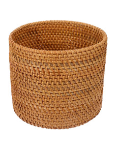 Cesta de Almacenamiento Redonda Mikikit Rattan 20x20cm Marrón