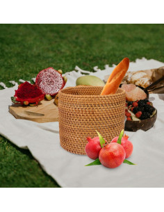 Cesta de Almacenamiento Redonda Mikikit Rattan 20x20cm Marrón 2