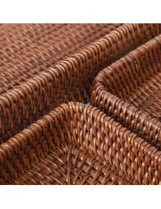 Bandeja Rectangular de Ratán YANGQIHOME - Juego de 3 - Marrón Oscuro 2