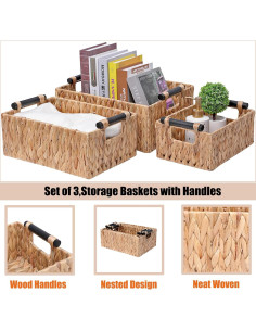 Cestas de Almacenamiento Tejidas a Mano YOCAHAO - 3 Piezas 2
