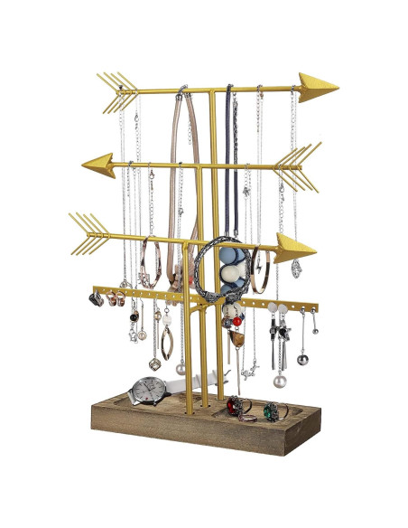 Soporte Organizador de Joyería Urban Deco Flecha Dorado 4 Niveles