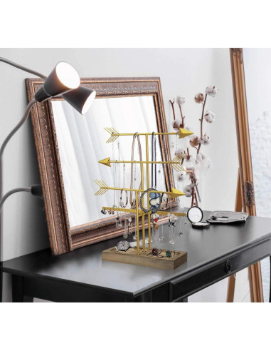Soporte Organizador de Joyería Urban Deco Flecha Dorado 4 Niveles
