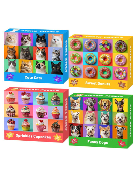 4 Rompecabezas de 100 Piezas para Niños Ciesa - Temas Divertidos