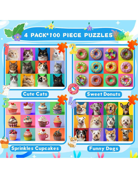 4 Rompecabezas de 100 Piezas para Niños Ciesa - Temas Divertidos