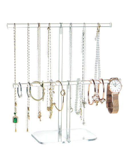Soporte para Joyería Acrílico Transparente 2 Niveles Lengnoyp