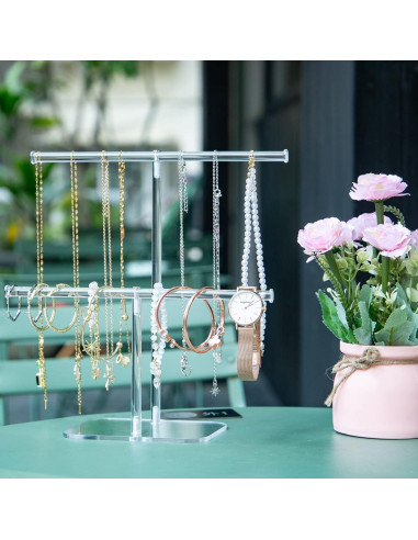 Soporte para Joyería Acrílico Transparente 2 Niveles Lengnoyp